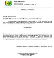  Patrolamento nas Estrada Bandarra, Cachoeirinha e Garimpo são indicados pelo Legislativo