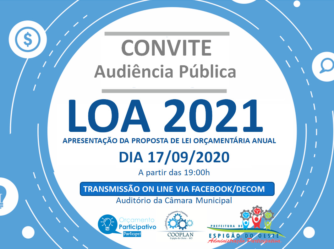 Administração Municipal realizará Audiência Pública do LOA nesta quinta-feira 